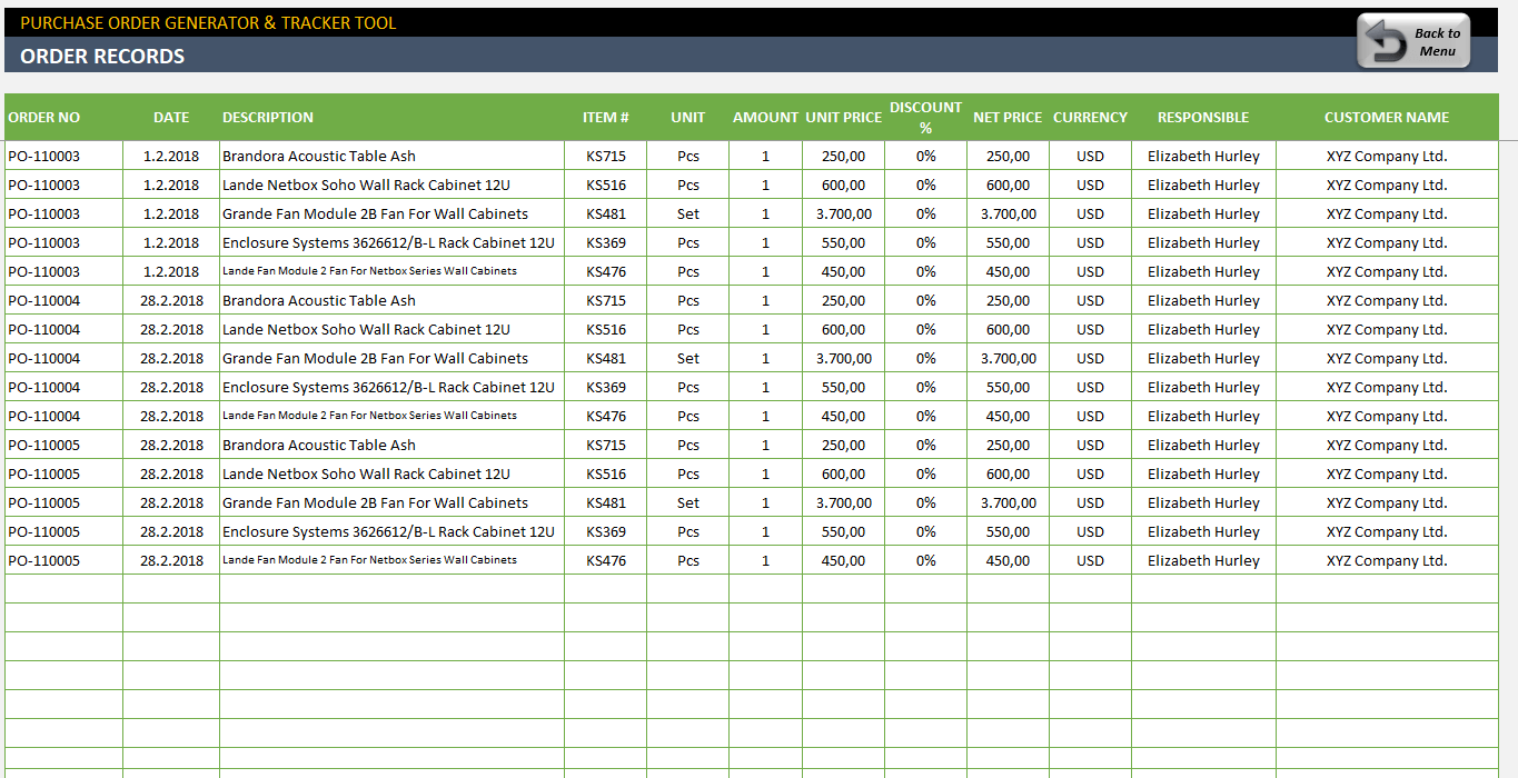 Excel Purchase Order Template Ready To Download