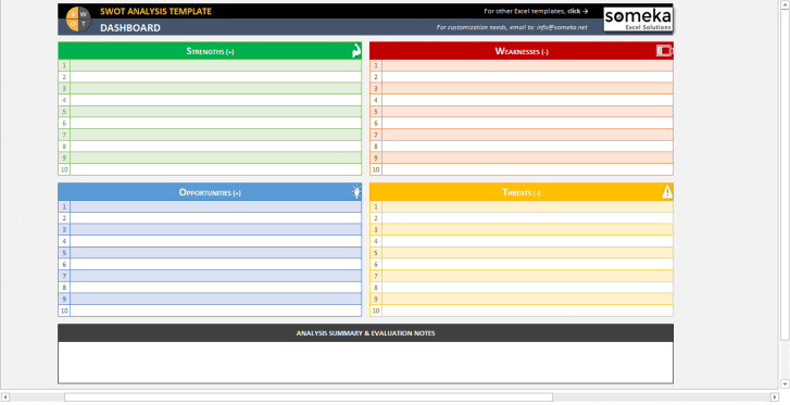 SWOT Analysis Template - Someka SS11