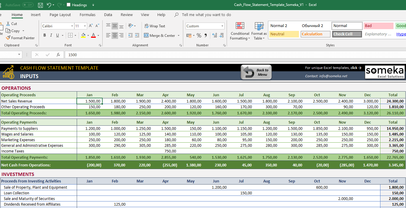 cash flow statement template free accounting template basic cash flow statement template
