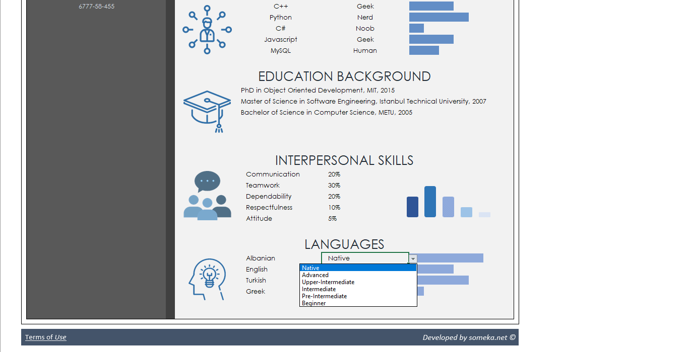 Excel Resume Template Free Download CV Formats In Excel