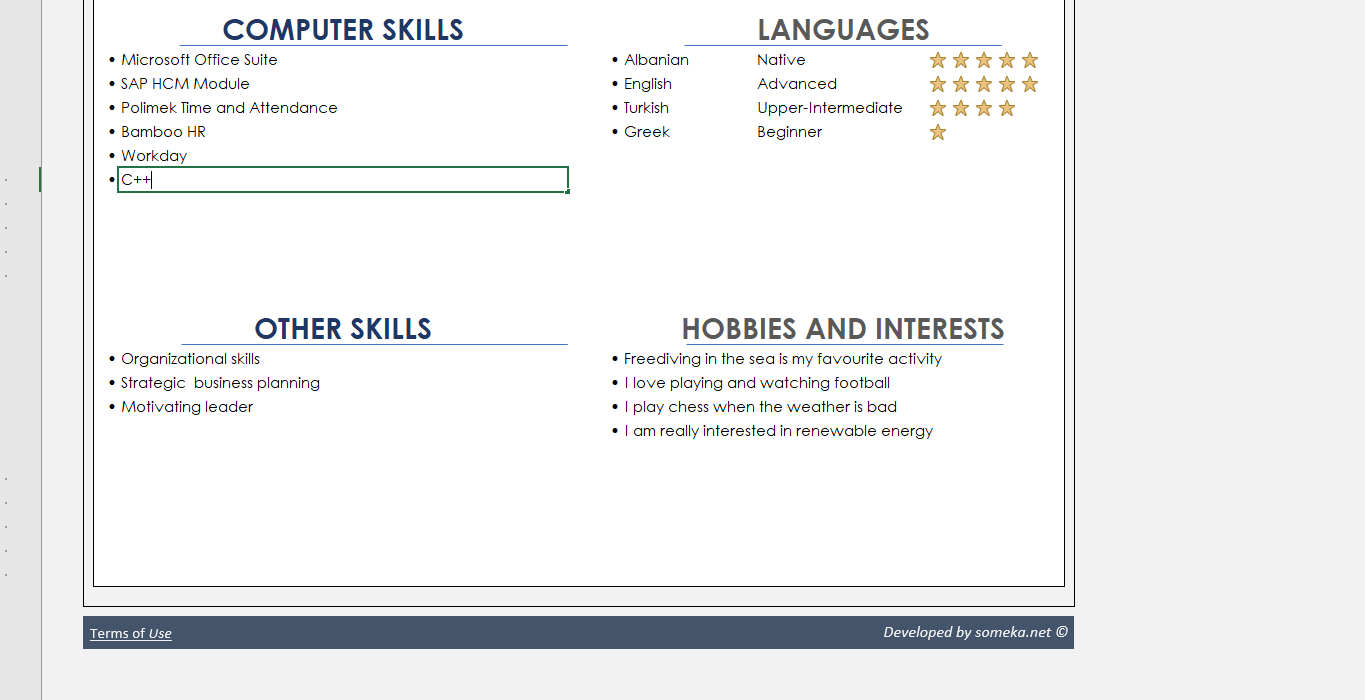 microsoft office suite on resume