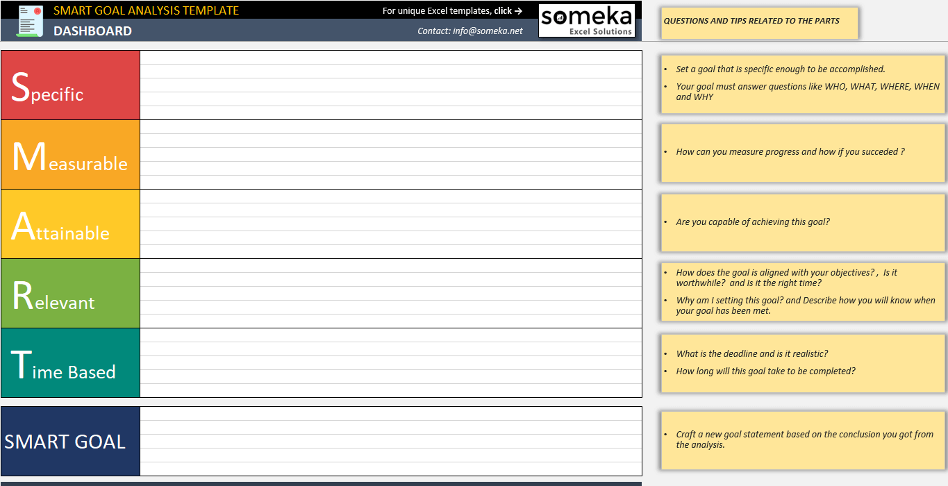 Smart Goals Template Free Excel Business Worksheet