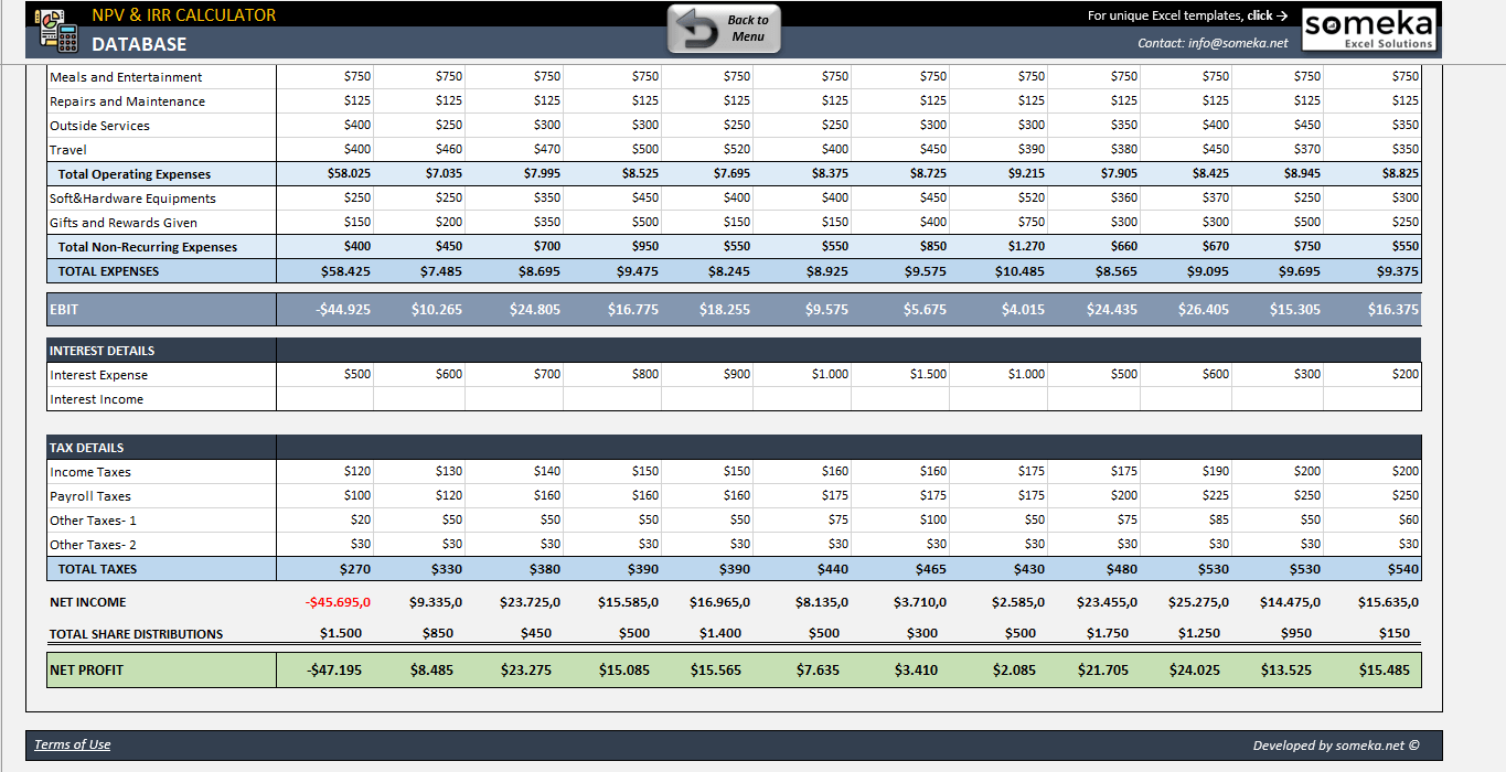 NPV Calculator Template Free NPV IRR Calculator Excel Template