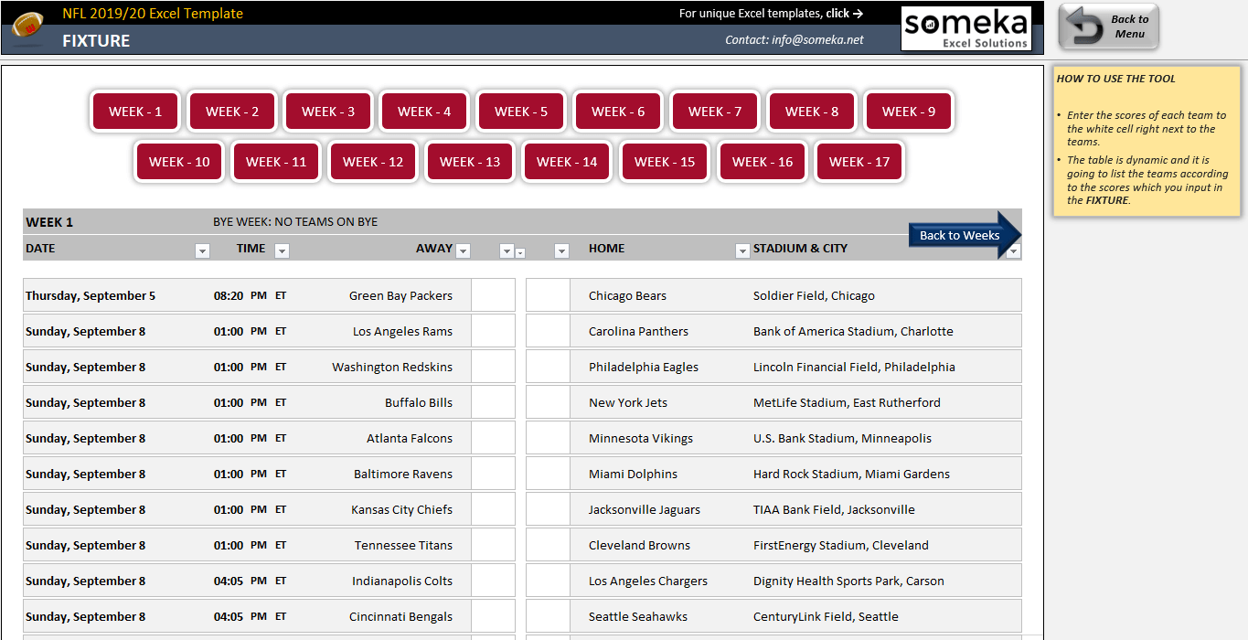 Nfl Chart Standings