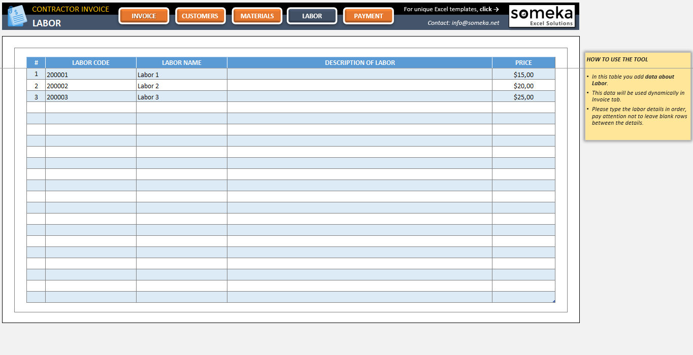 contractor invoice excel template printable billing format for contractors