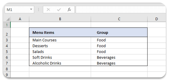 menu-items-in-excel