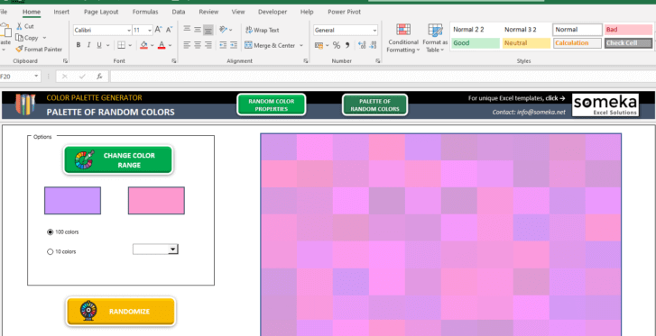 Excel Color Palette Generator | Random Color Theme Spreadsheet