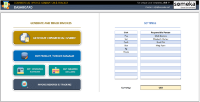 Commercial Invoice Generator Excel Template