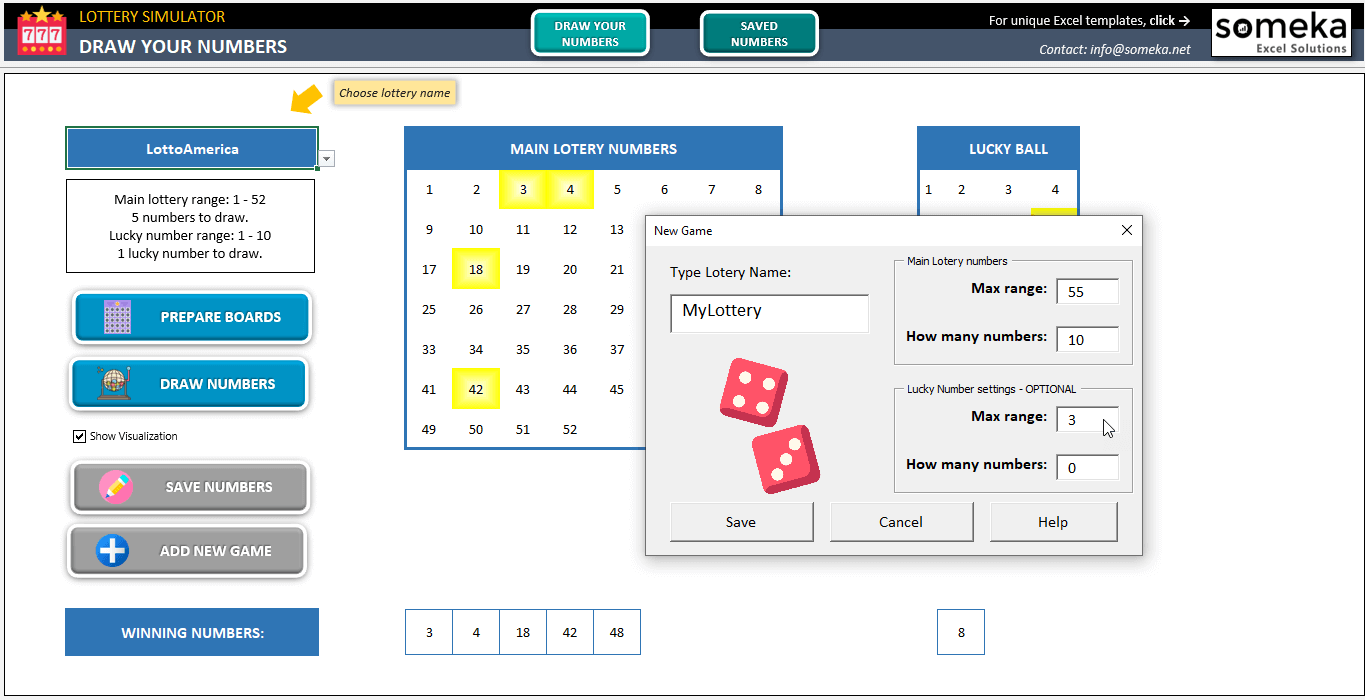 Excel Lottery Simulator | Lottery Simulator Spreadsheet
