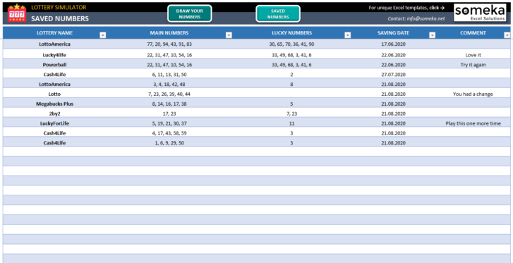 Excel Lottery Simulator | Lottery Simulator Spreadsheet