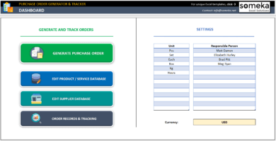 Excel Purchase Order Generator And Tracker