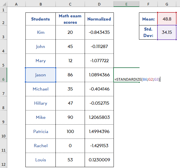 find-normalized-value-in-excel