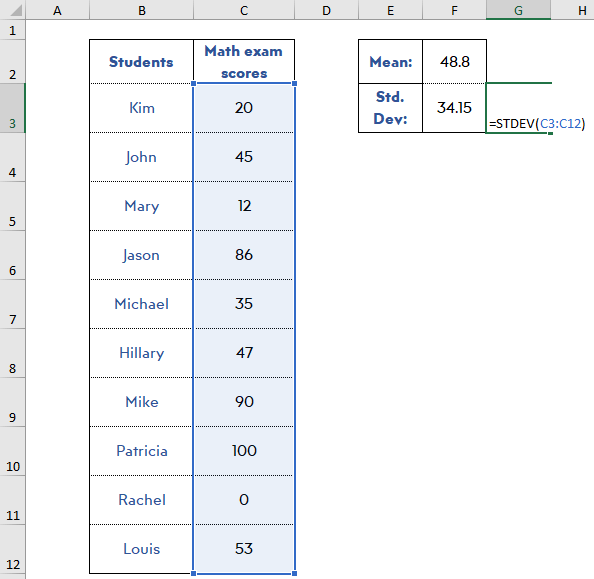 find-standard-deviation-excel-normalize-data