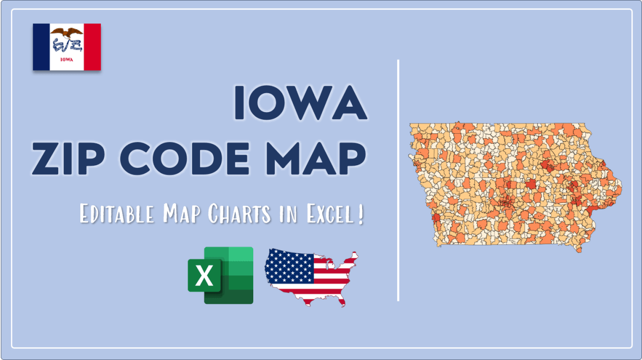 Iowa Zip Code Map And Population List In Excel