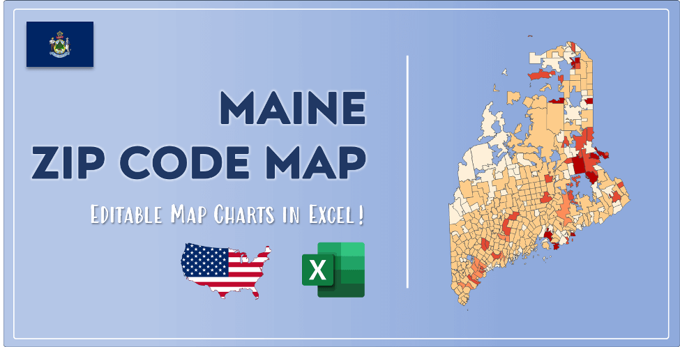 Maine Zip Code Map And Population List In Excel