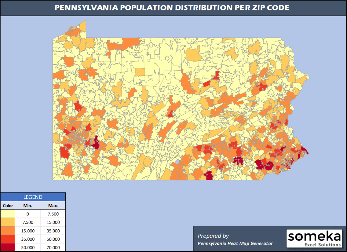 Pennsylvania Population Map Zip Code 