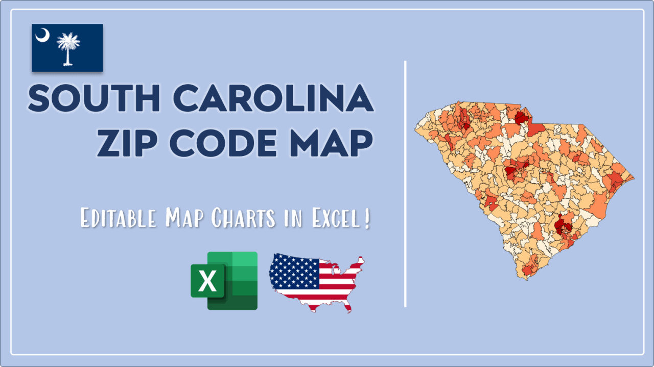 South Carolina Zip Code Map And Population List In Excel