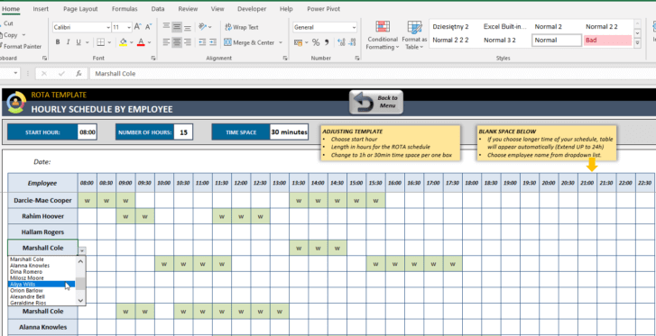 Rotation Schedule Excel Template Staff ROTA Planner for HR Rotation Schedule Excel Template Staff ROTA Planner for HR