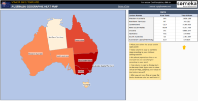 Australia Geographic Heat Map Generator Excel Template