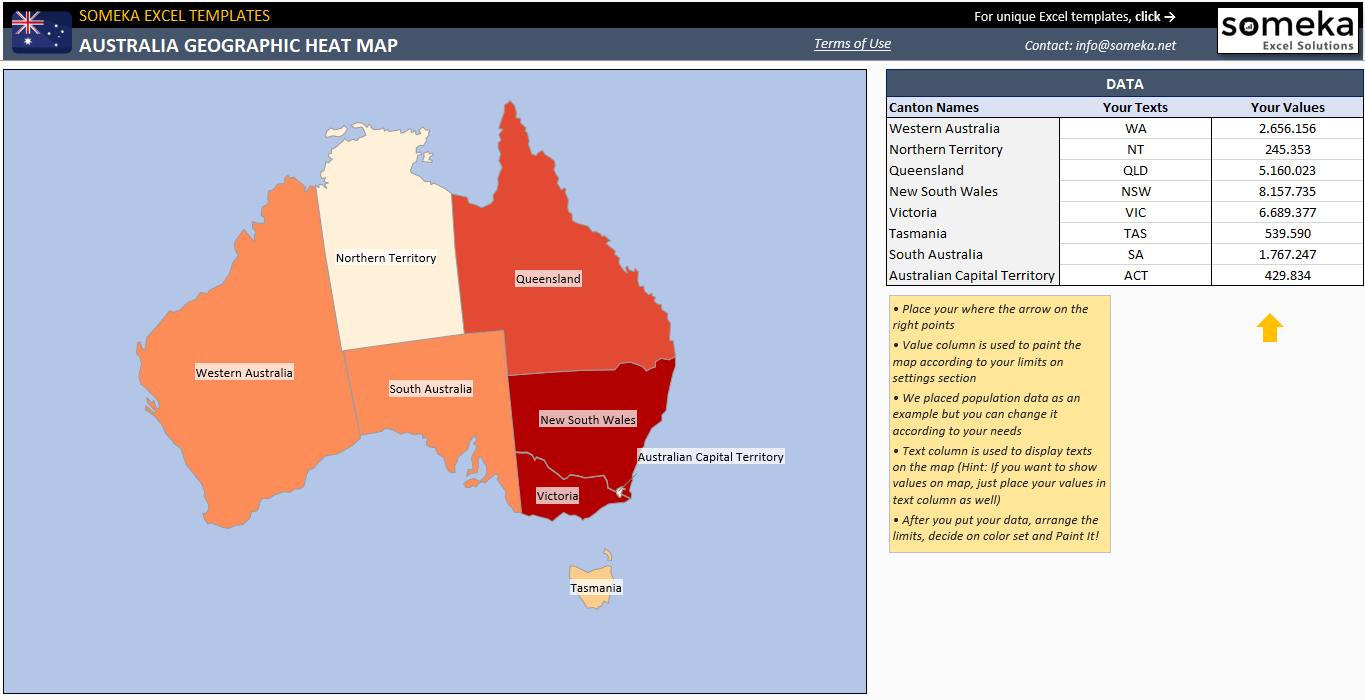 Australia Heat Map Generator Someka SS1 