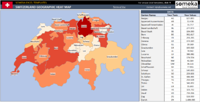 Switzerland Geographic Heat Map Generator Excel Template