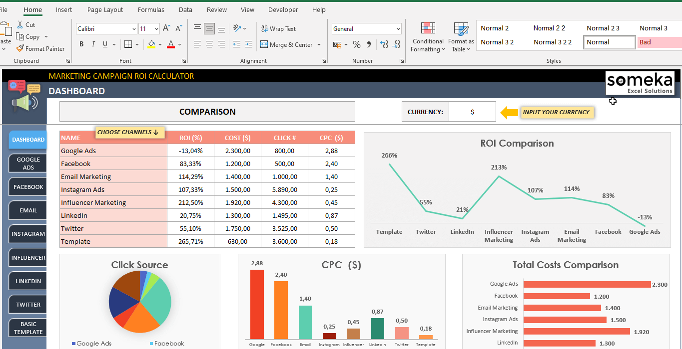Marketing ROI Calculator Excel Template Ubicaciondepersonas cdmx gob mx