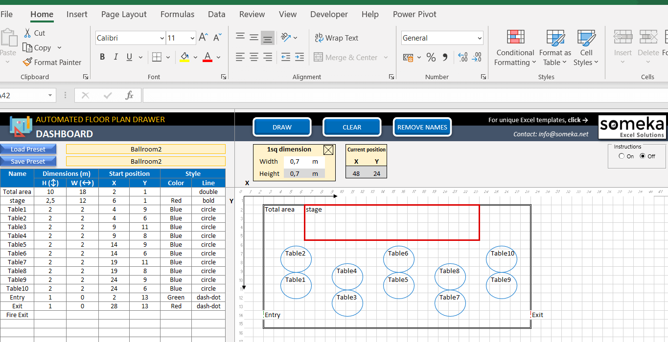 Floor Plan Excel Template Simple