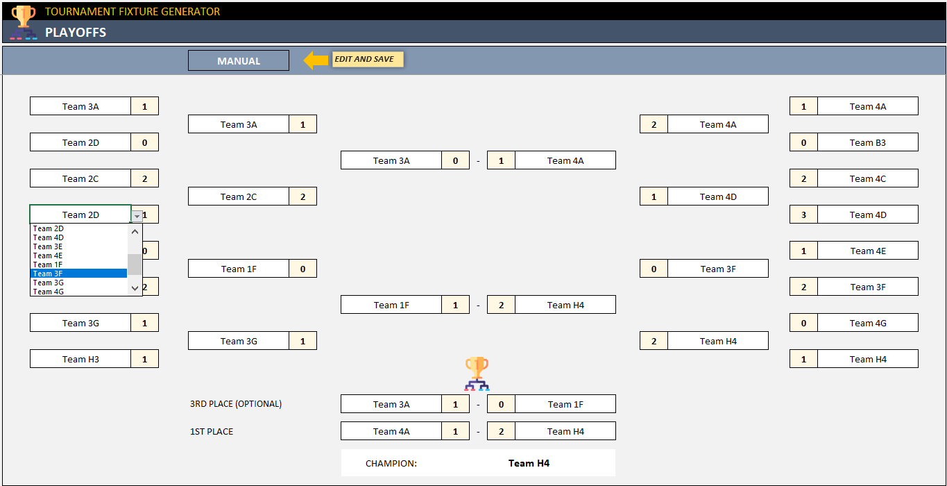 Excel Tournament Fixture Generator Sports Bracket Maker