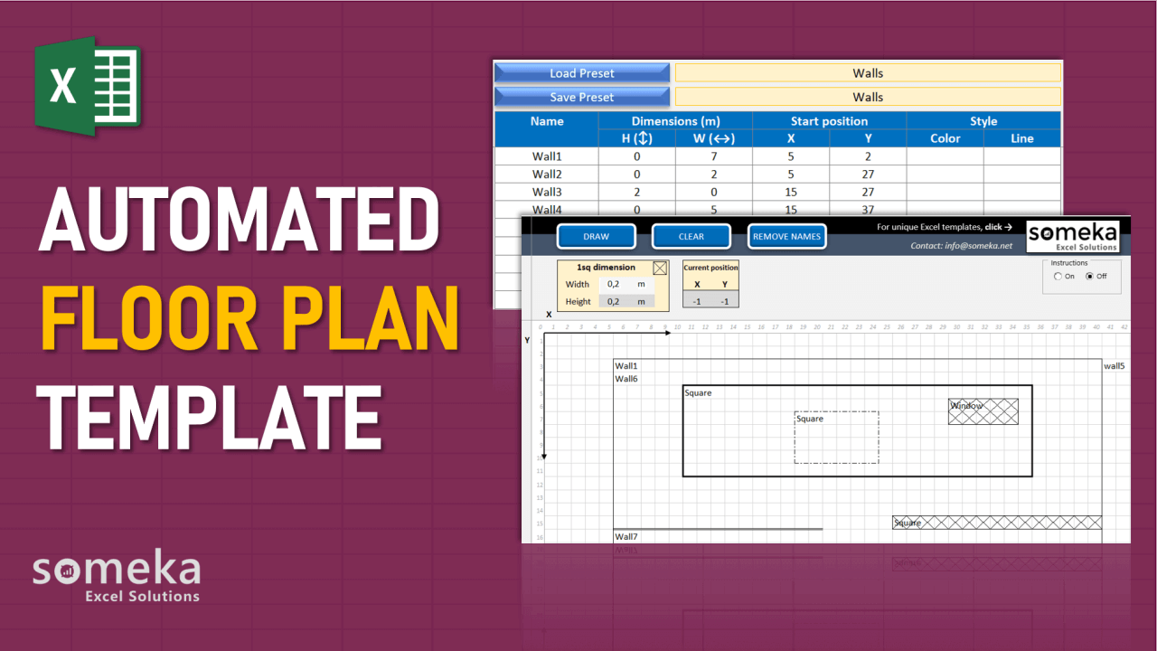 Automated Floor Plan Template - Someka Excel Template Video