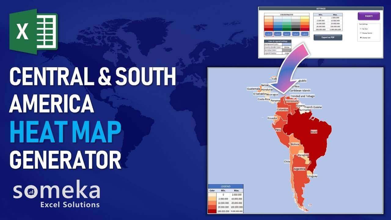 Latin Amerika Yoğunluk Haritası - Someka Excel Şablonu Video