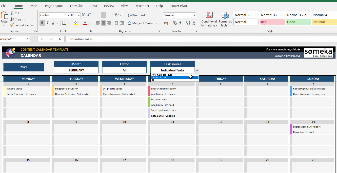 Excel Content Calendar Template 2025 Emilia Aindrea