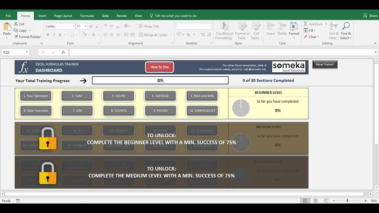 Excel Formulas Training Kit - Someka Excel Template Video