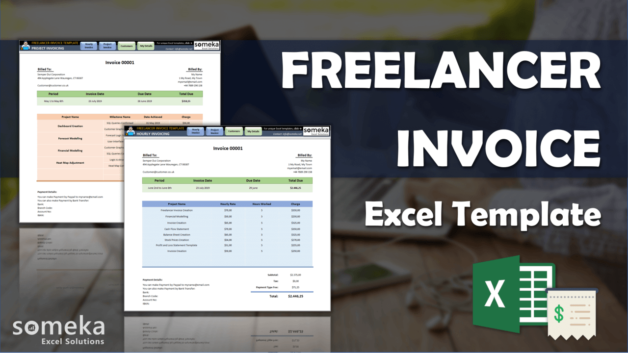 Freelance Invoice Template - Someka Excel Template Video