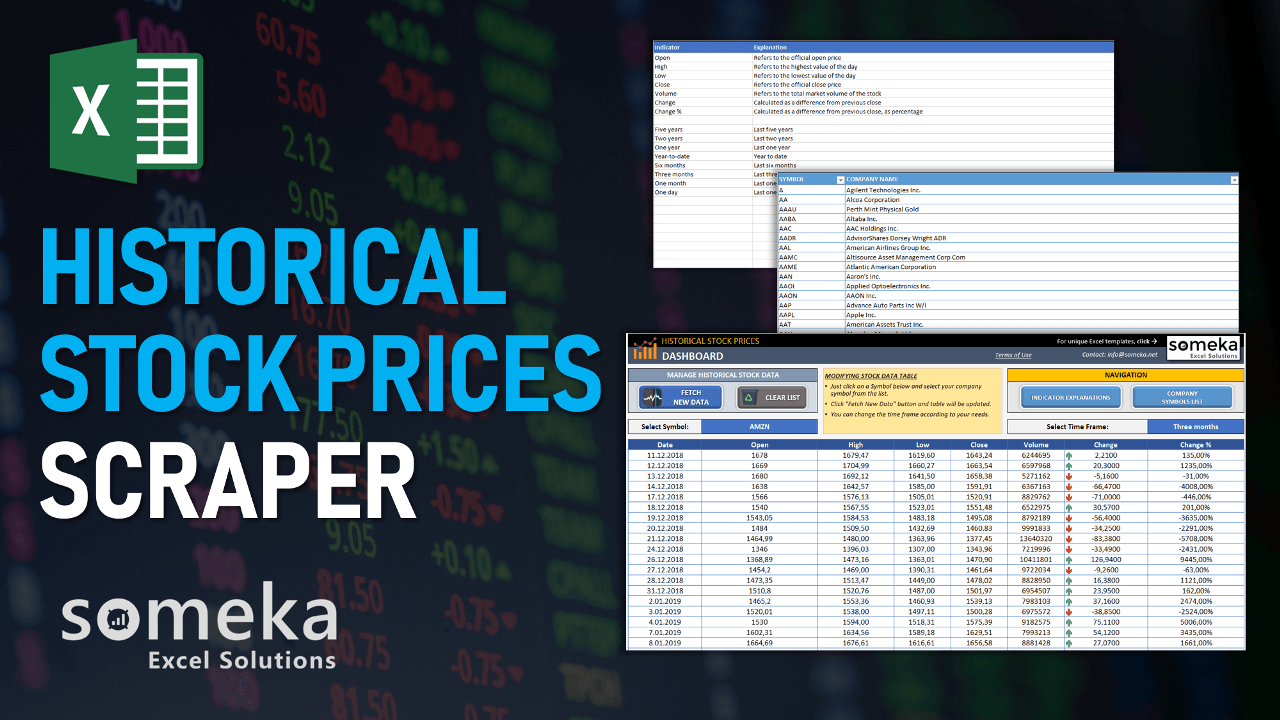 Historical Stock Prices Scraper - Someka Excel Template Video