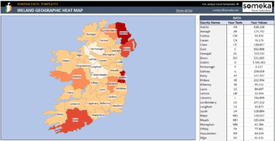 Ireland Geographic Heat Map Generator Excel Template