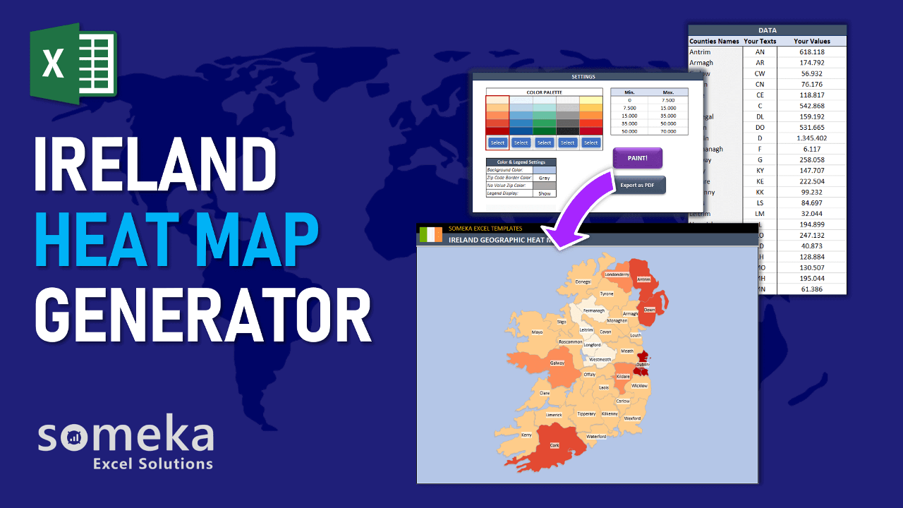 Excel Geographic Heat Map Generator - Someka Template Video