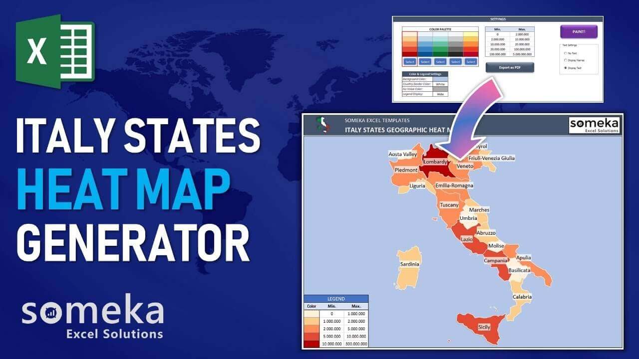 Excel Geographic Heat Map Generator - Someka Template Video