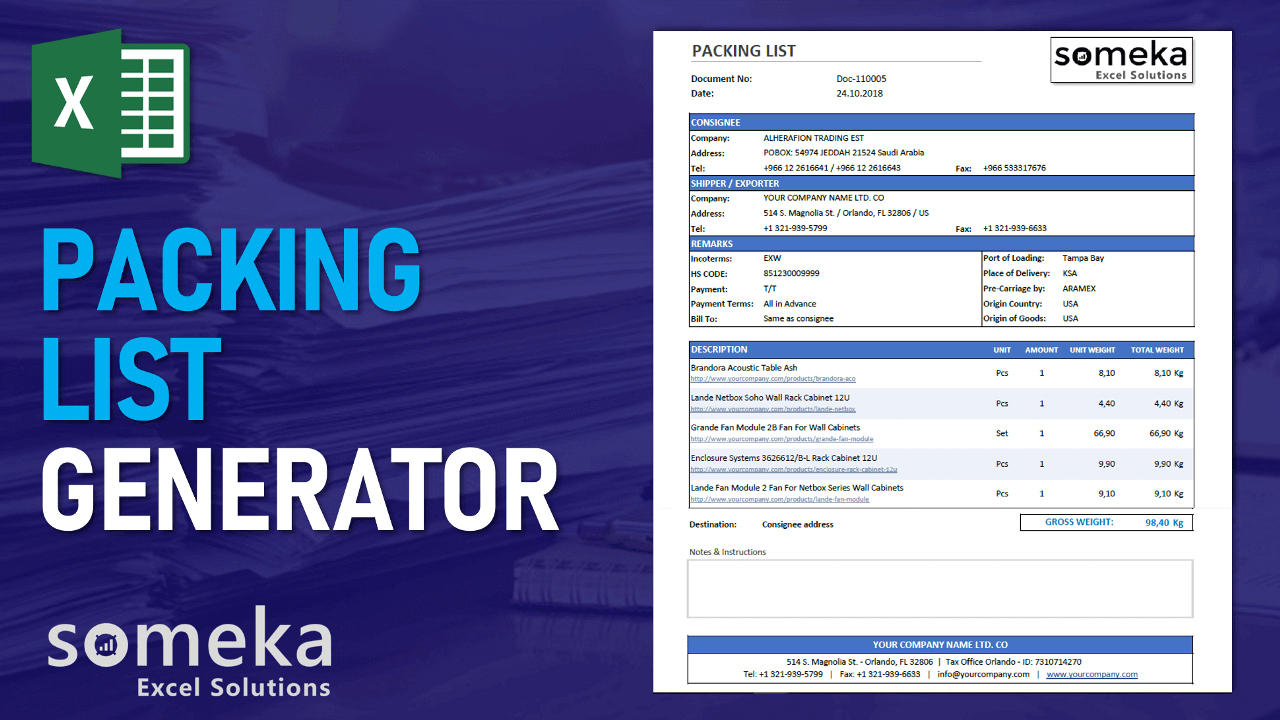 Packing List Generator - Someka Excel Template Video