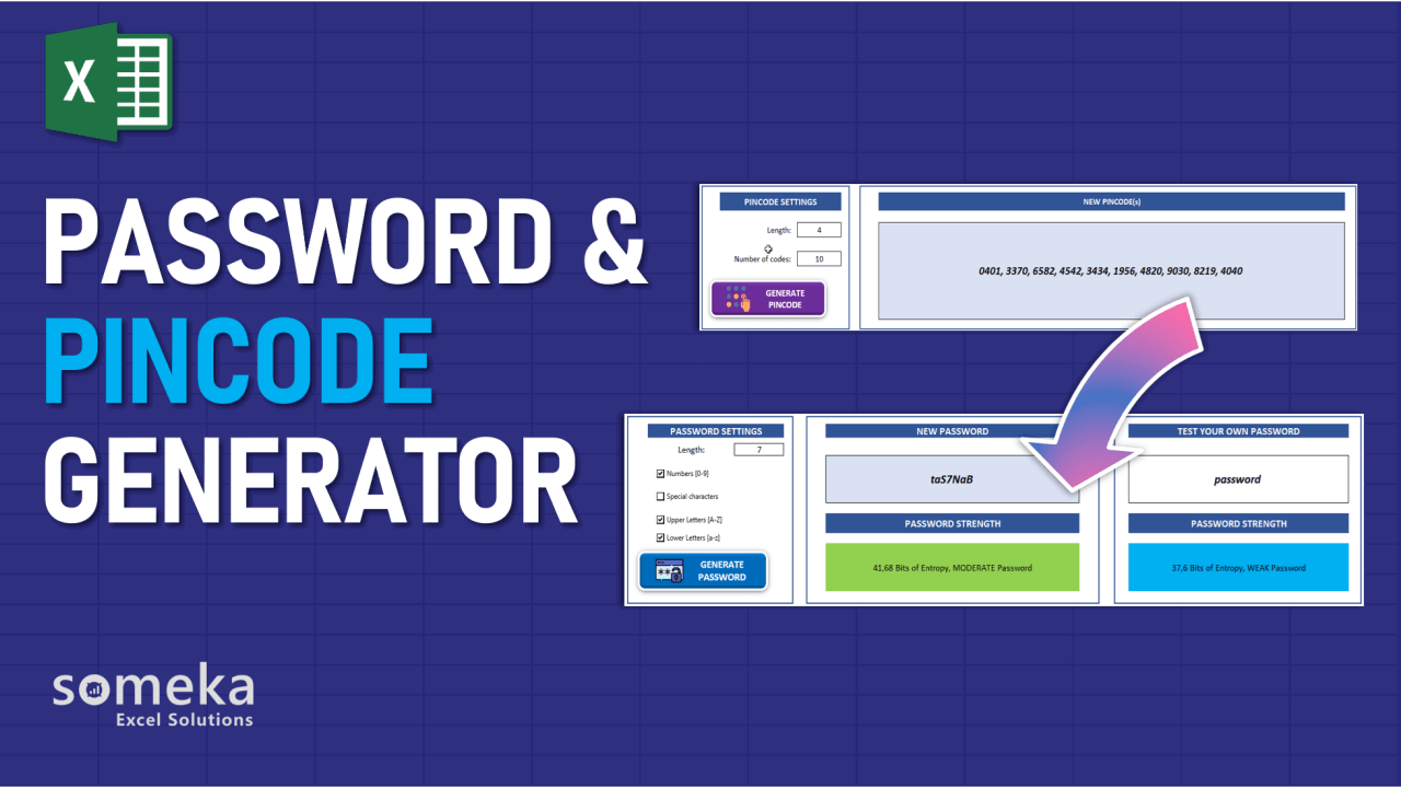 Random Password and Pincode Generator - Someka Excel Template Video