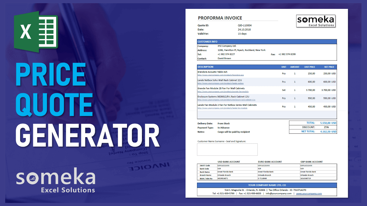 Price Quote Generator - Someka Excel Template Video