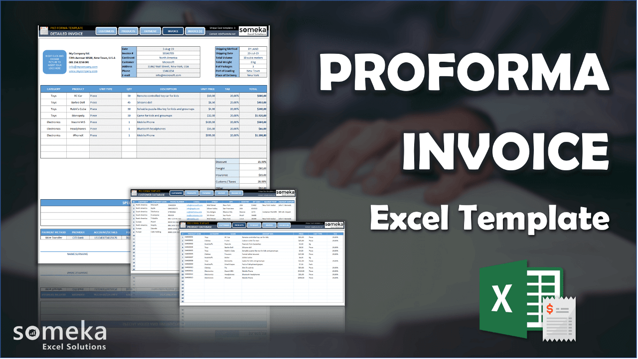 Proforma Invoice Template - Someka Excel Template Video