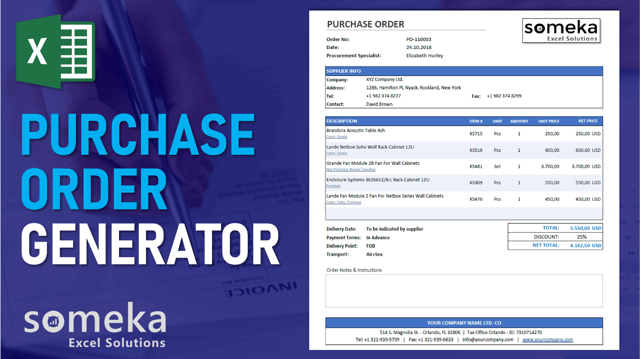 Purchase Order Generator - Someka Excel Template Video