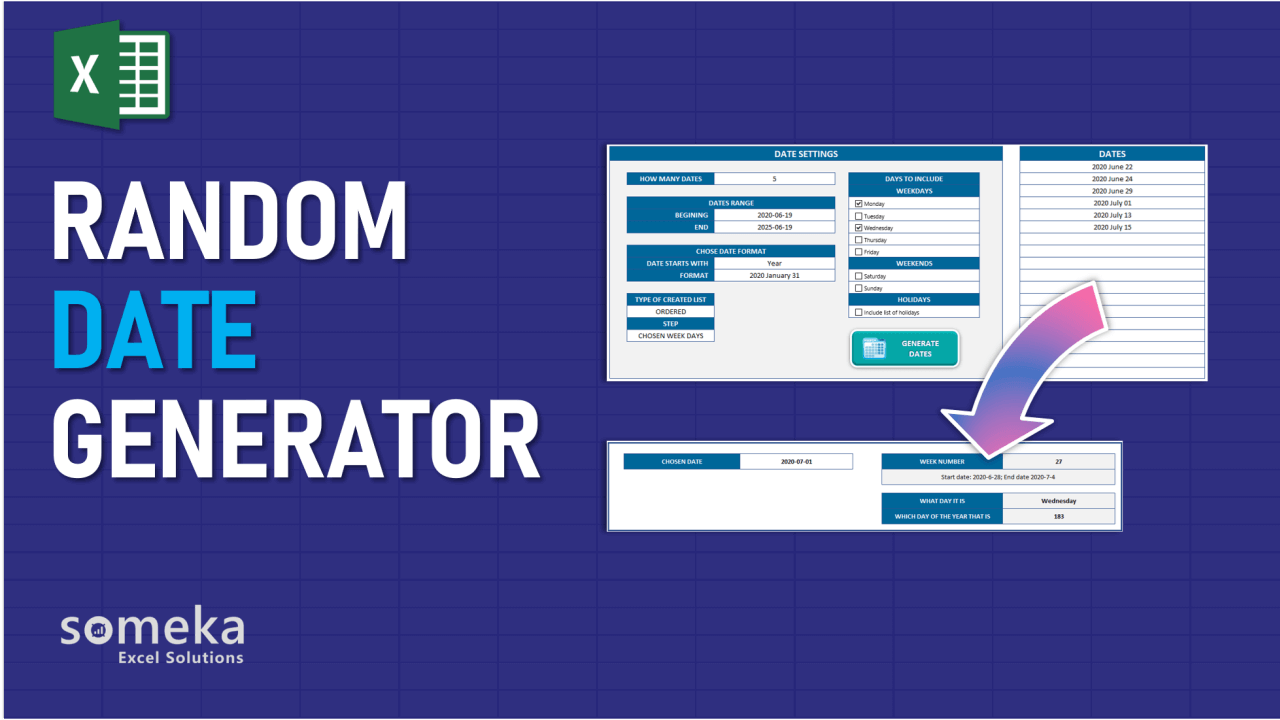 Random Date Generator Template - Someka Excel Template Video