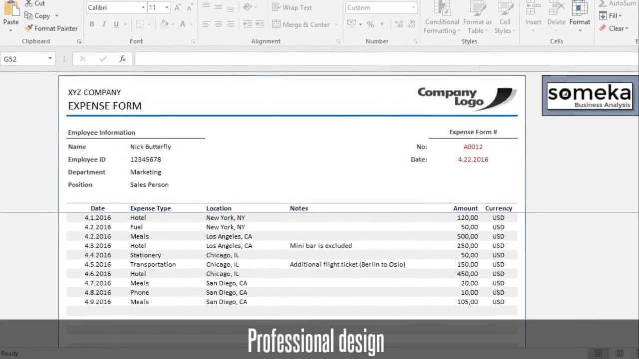 Reimbursement Form - Someka Excel Template Video