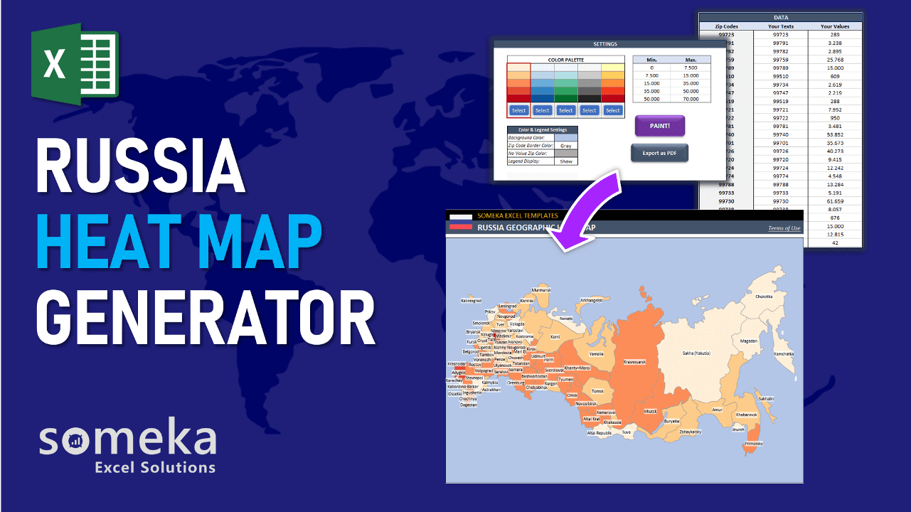 Excel Geographic Heat Map Generator - Someka Template Video