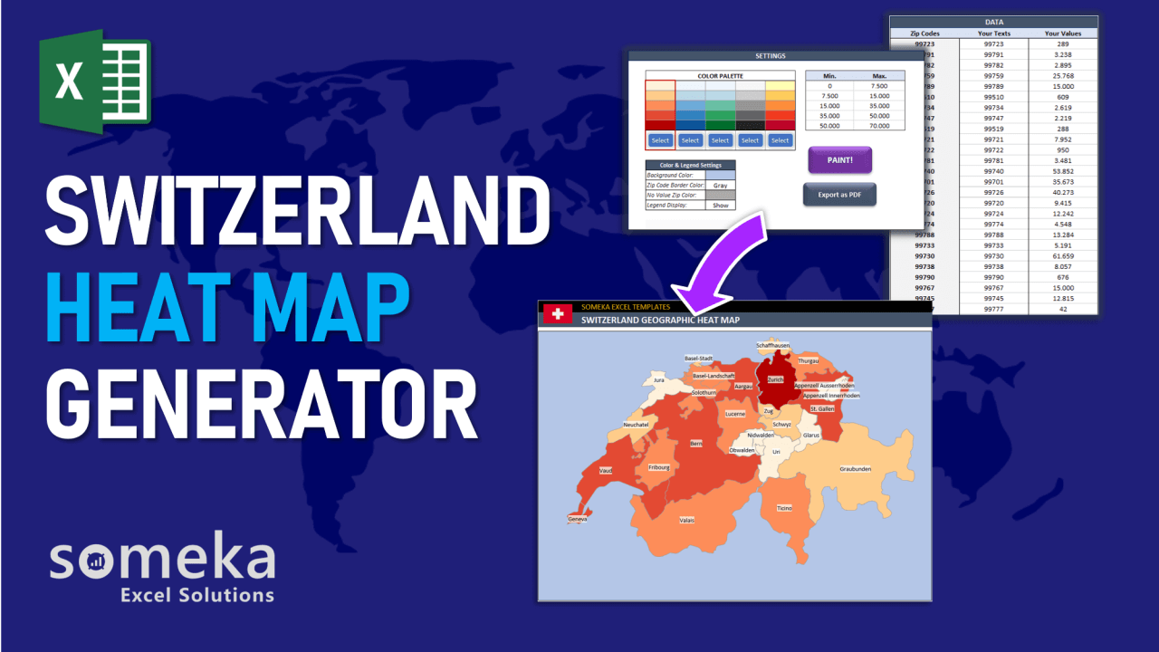 Excel Geographic Heat Map Generator - Someka Template Video