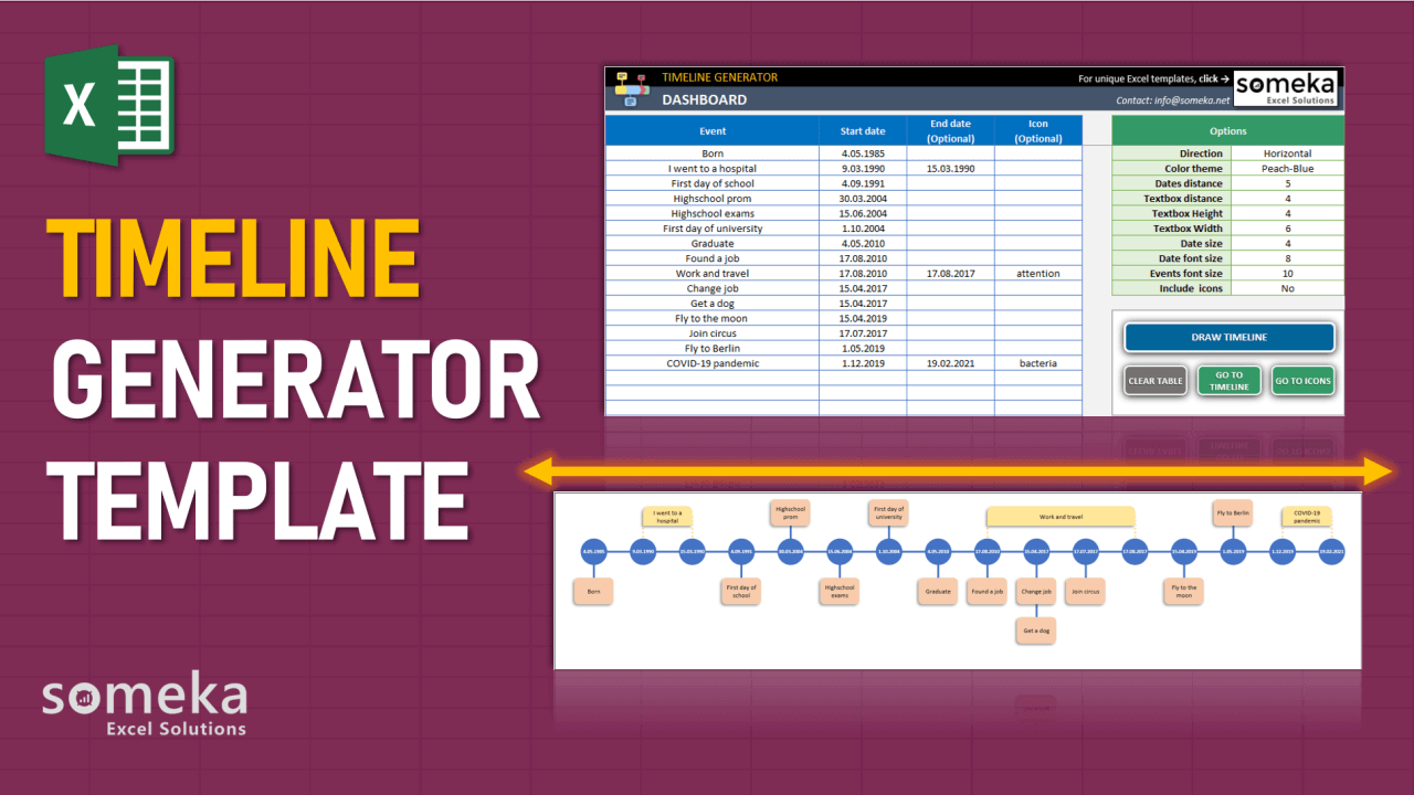 Excel Timeline Maker Template - Someka Excel Template Video