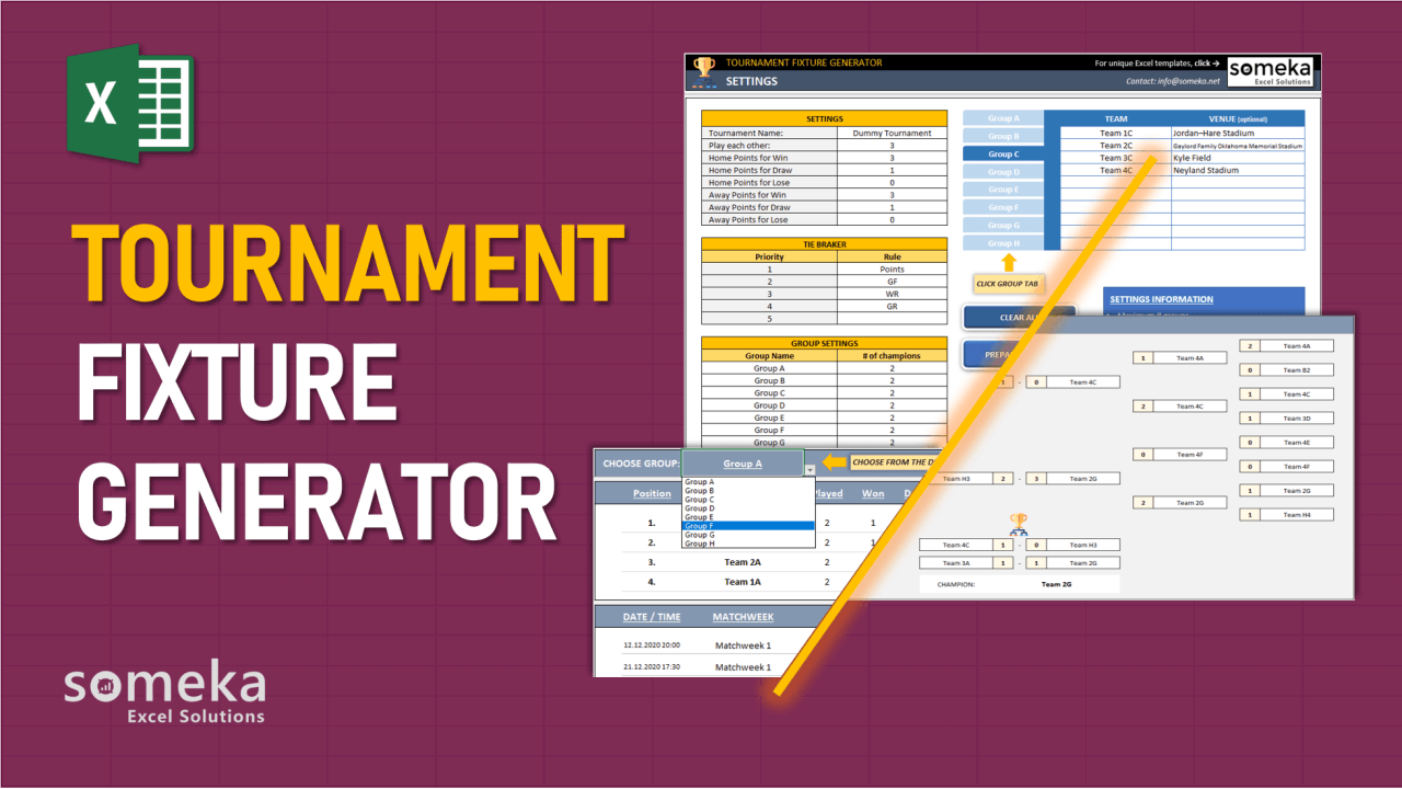 Tournament Fixture Generator - Someka Excel Template Video