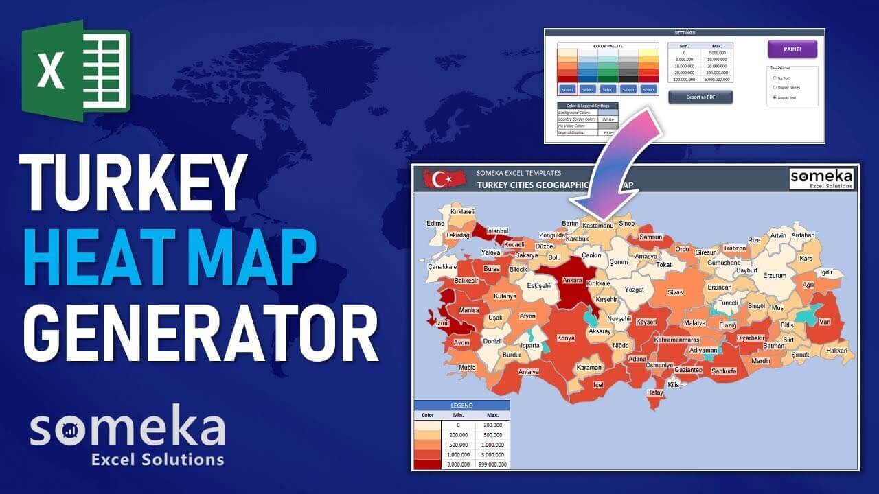 Excel Geographic Heat Map Generator - Someka Template Video