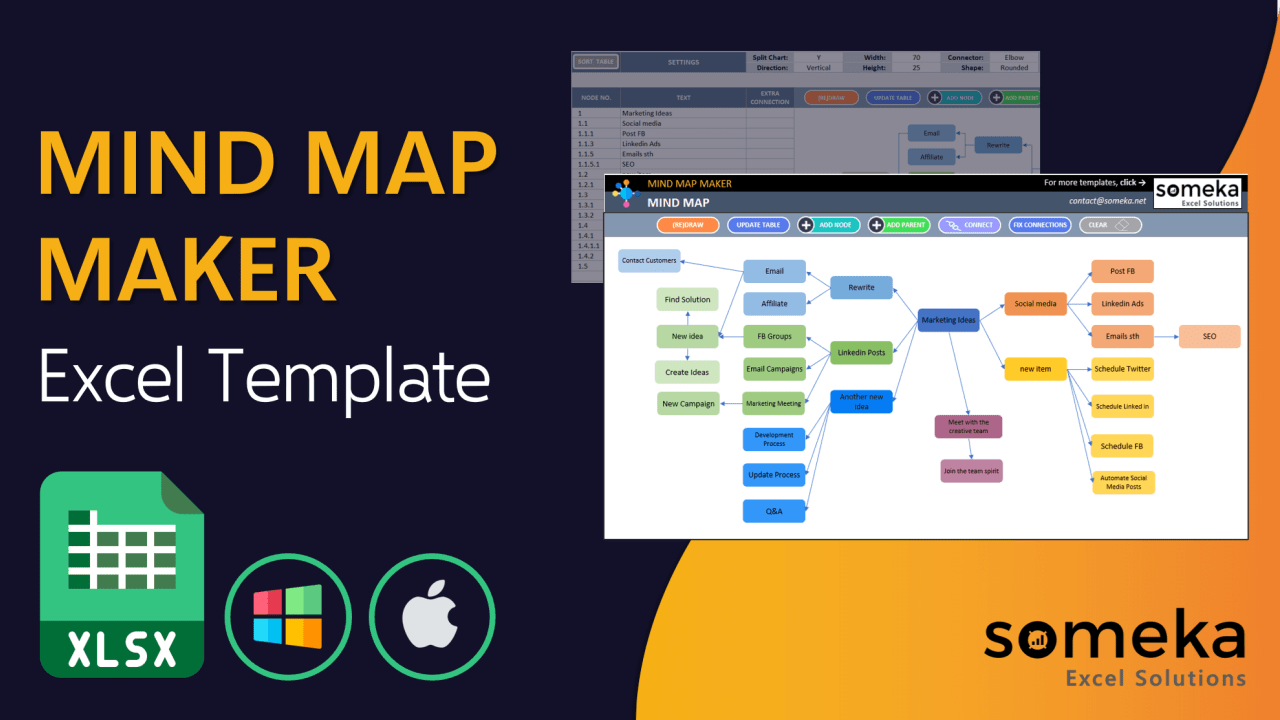 Mind Map Maker Template - Someka Excel Template Video